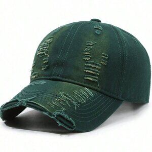 Green Distressed Washed Dad Hat Adjustable Baseball Cap Unisex Vintage Casual